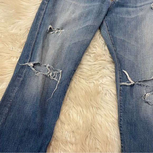 AG Adriano Jeans Ex-Boyfriend Crop Jeans Mid Rise Size 28 Light Wash Distressed - Picture 2 of 16